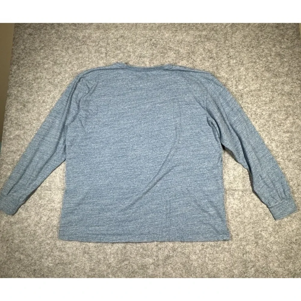 Polo Ralph Lauren Crew Neck T Shirt Men XL Heather Blue White Pony Long Sleeve